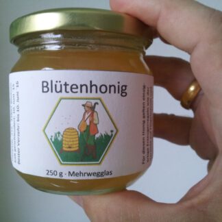 Blütenhonig verkaufen an Bienenhirte bspw. in diesen Honiggläsern